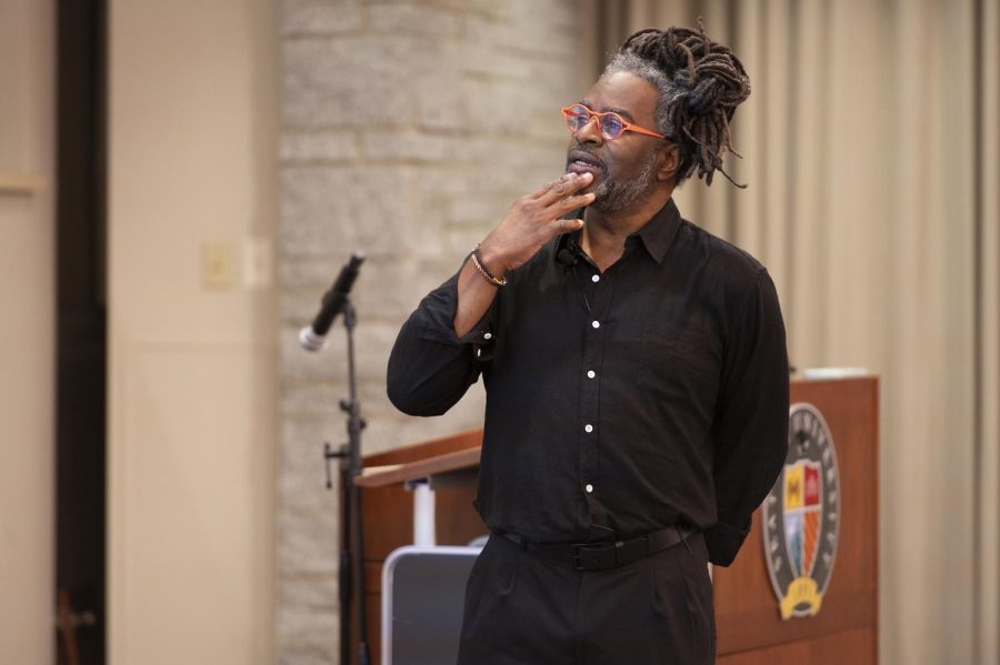 Hiawatha D giving a speech at the Martin Luther King Jr Day celebration event. 