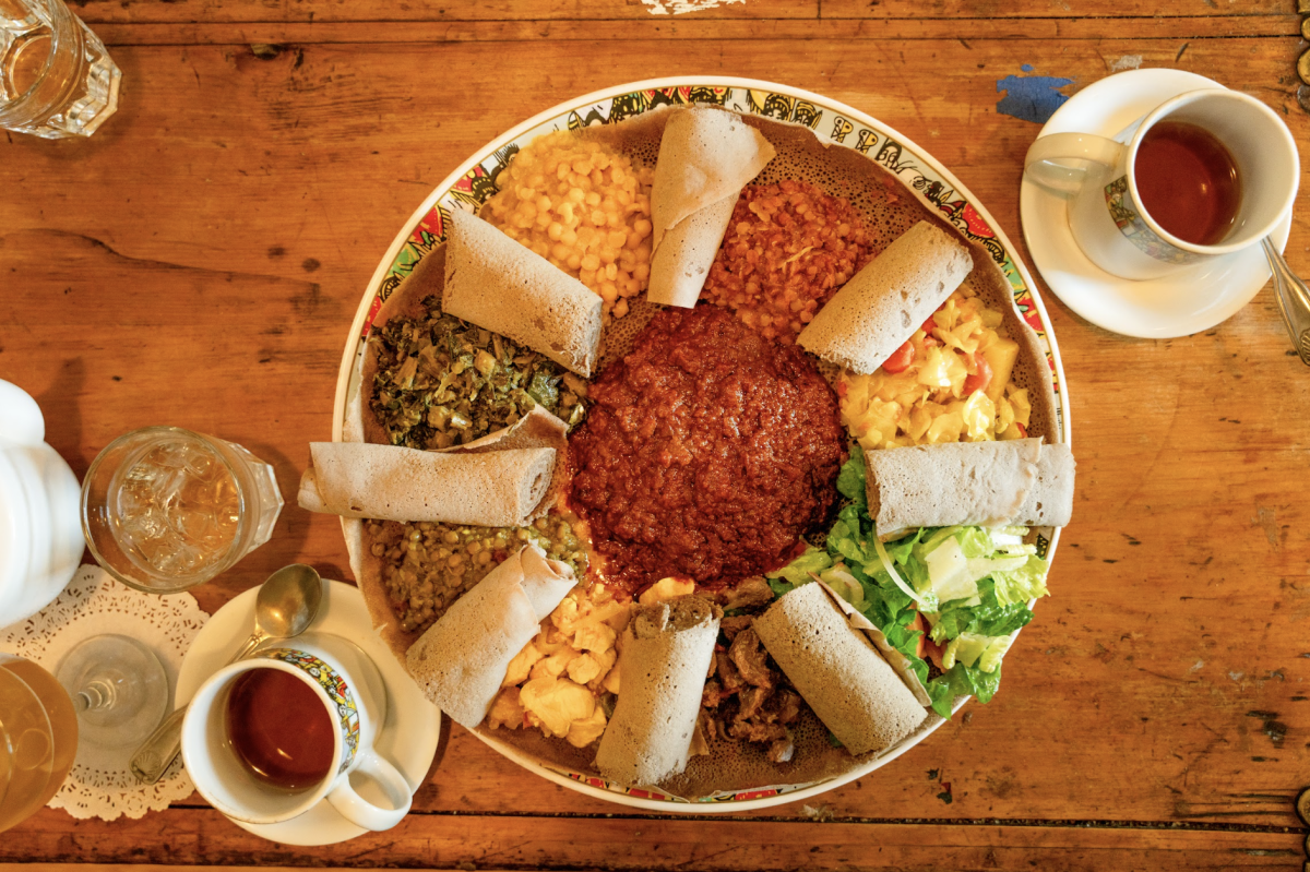 Meat and Veggie Sampler at Kaffa Coffee and Wine Bar.