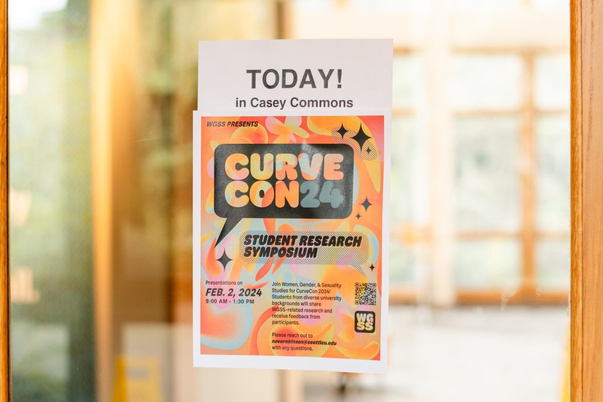 CurveCon 2024 signage posted in the Casey building on campus. 