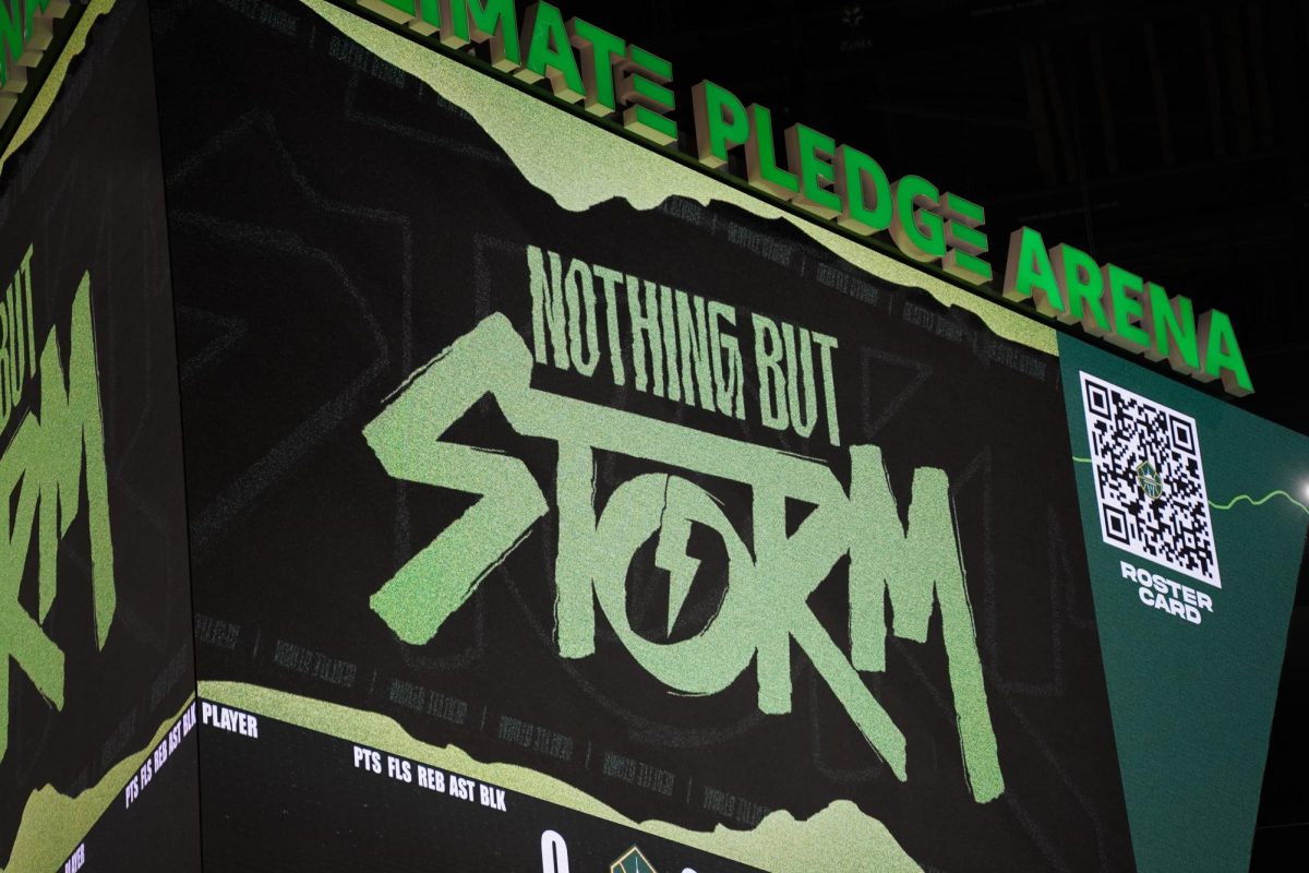 “Nothing But Storm” showing on the jumbotron.
